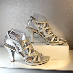 Naturalizer Silver Strappy Heels